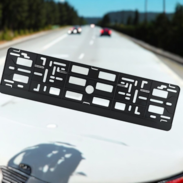 Рамка для номера автомобиля 52х14 см., черная / Рамка - панель 1 шт. (Номерной знак вкладывается сбоку в рамку, рамка-перевертыш, перекидная рамка)